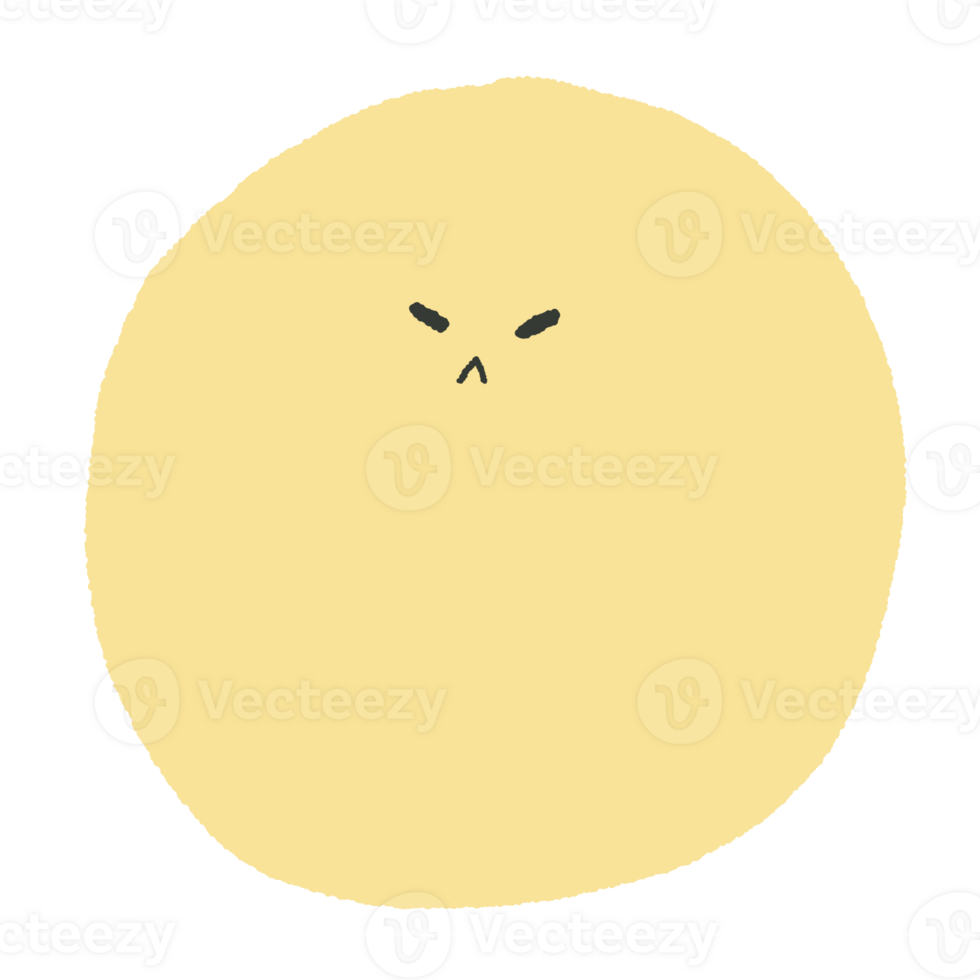 Round abstract comic Faces with various Emotions. Crayon drawing style. png