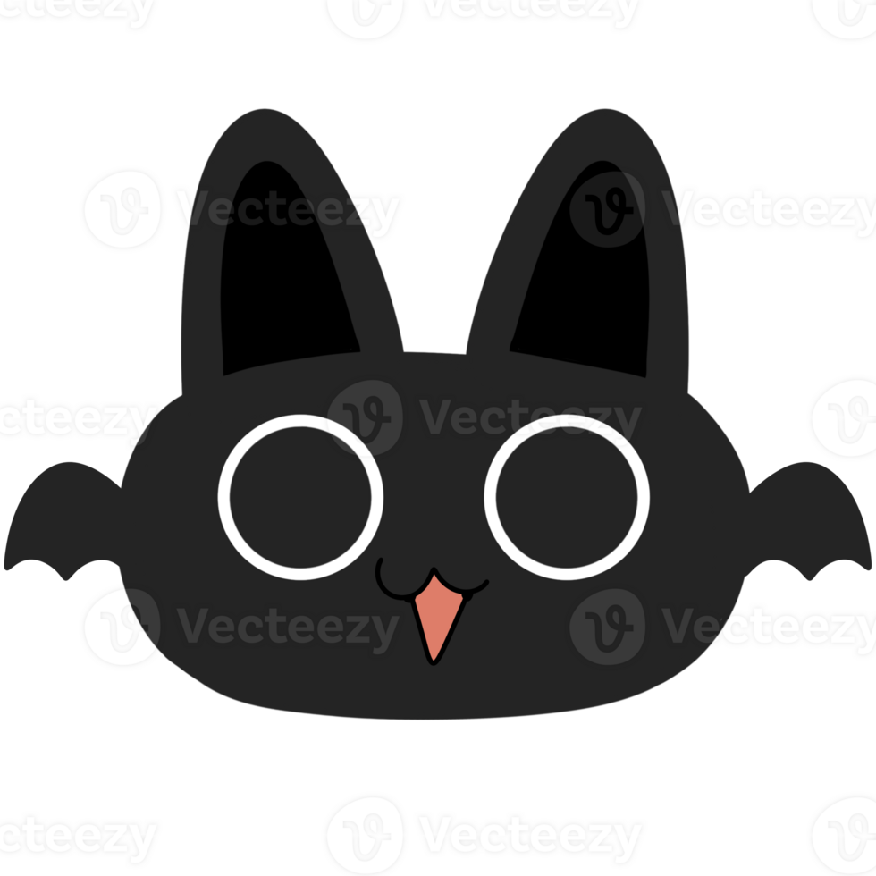 Black cat halloween bat monster cute cartoon png