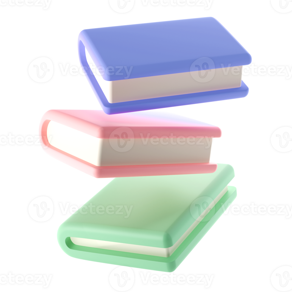 3D Stack of Closed Book falling down in air Icon. isolated transparent png. Render Educational Literature. Reading Education back to school concept png