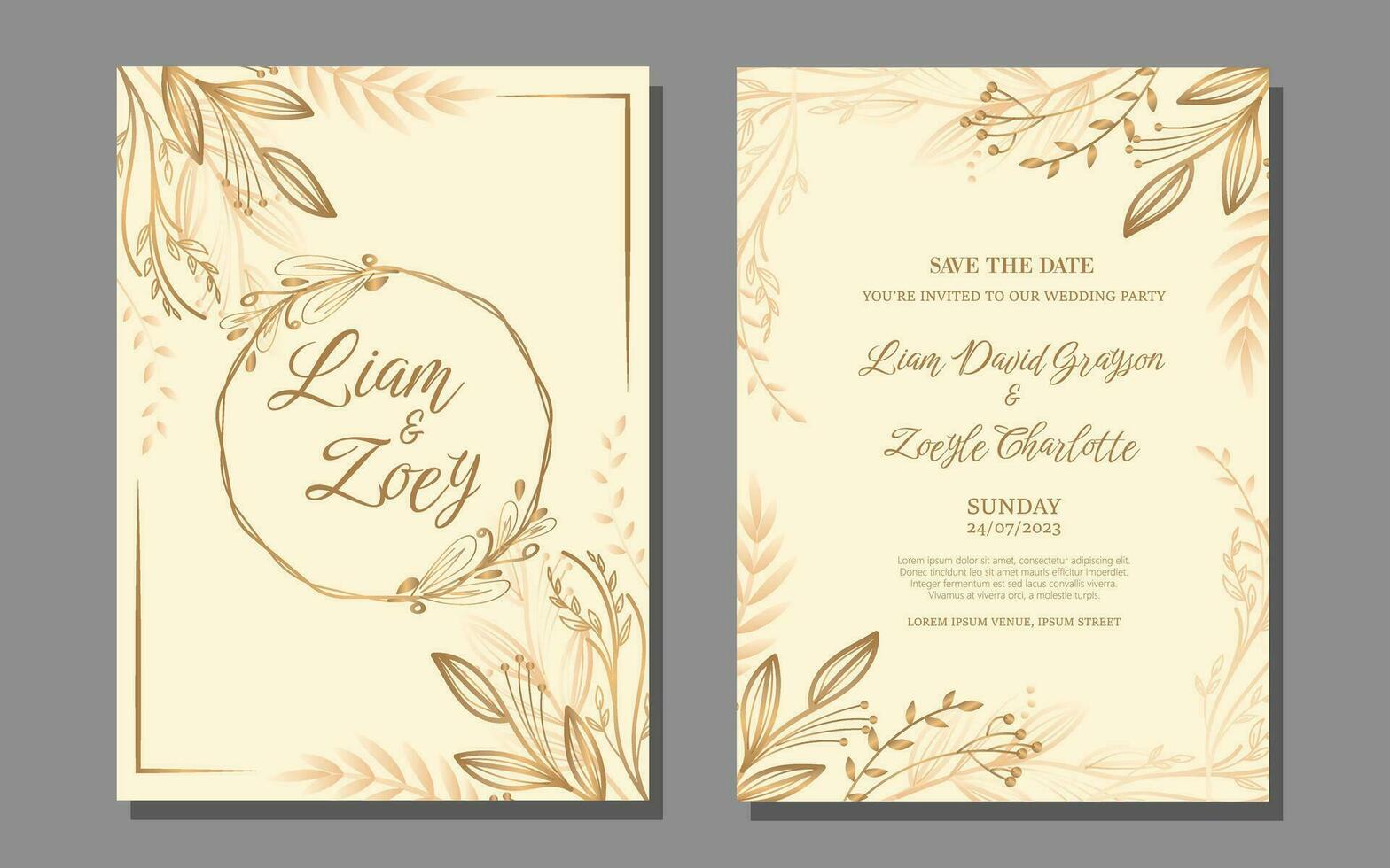 Vintage floral wedding invitation template vector