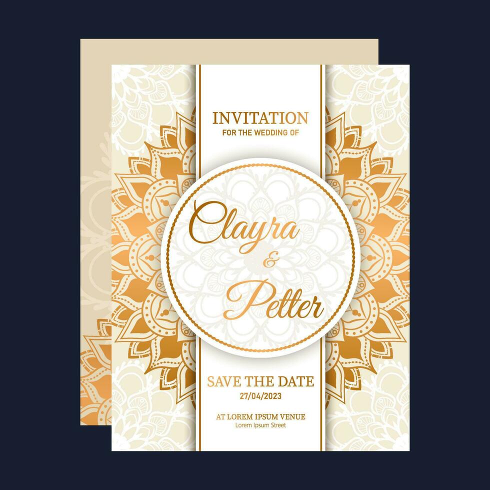 Luxury mandala wedding invitation vector