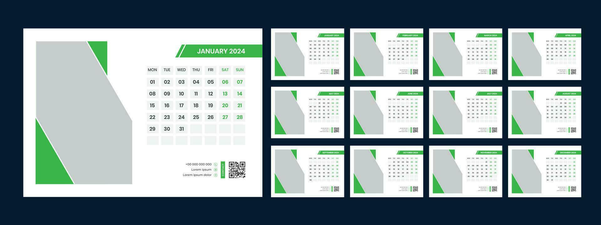 Vector desk calendar template 2024