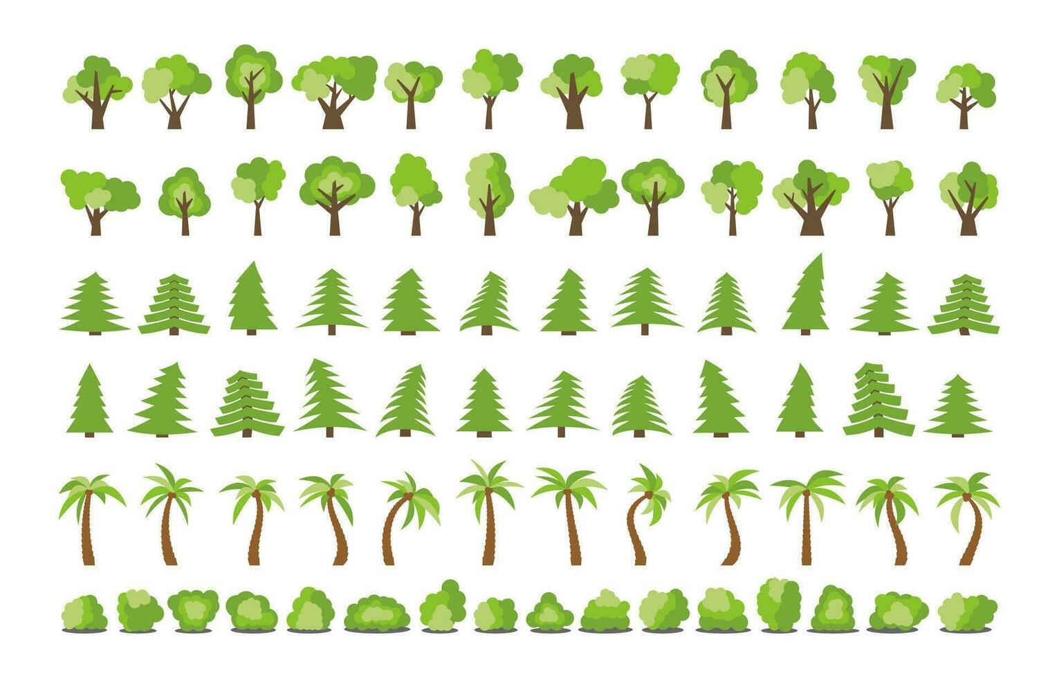 Big set of different trees and bushes. Vector illustration