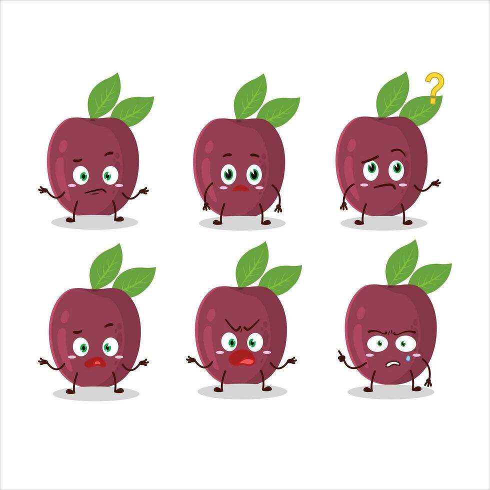 Cartoon character of passion fruit with what expression vector