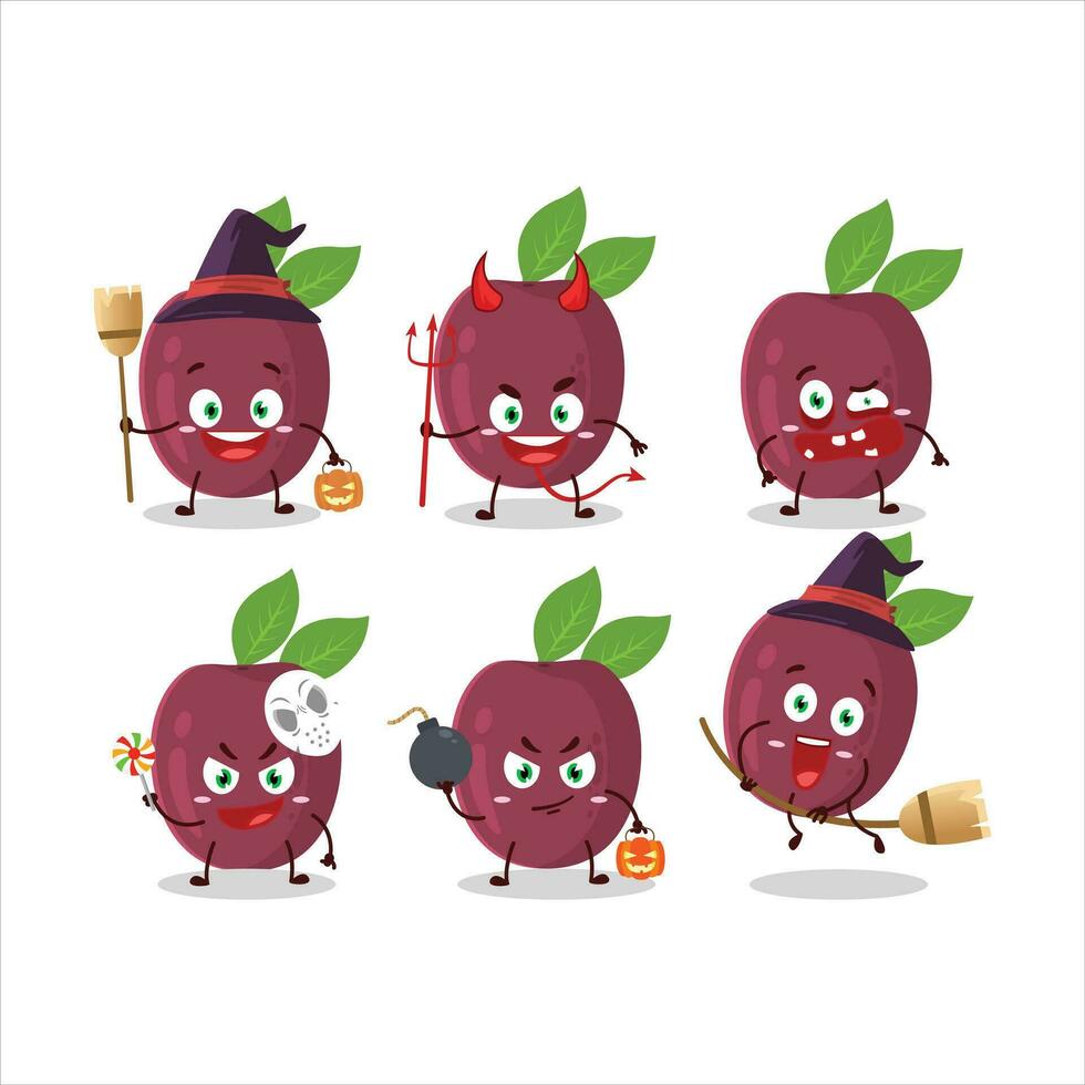 Víspera de Todos los Santos expresión emoticones con dibujos animados personaje de pasión Fruta vector