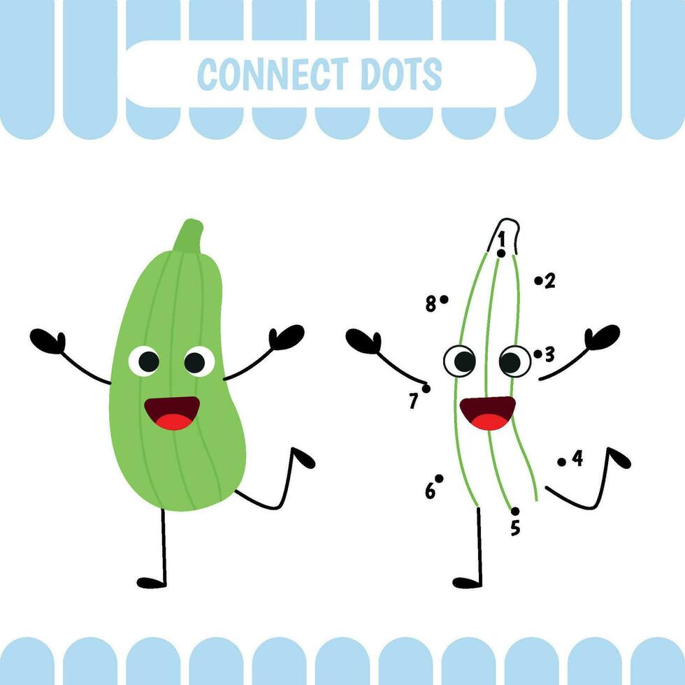 Connect the dots by numbers. Zucchini for kids vector