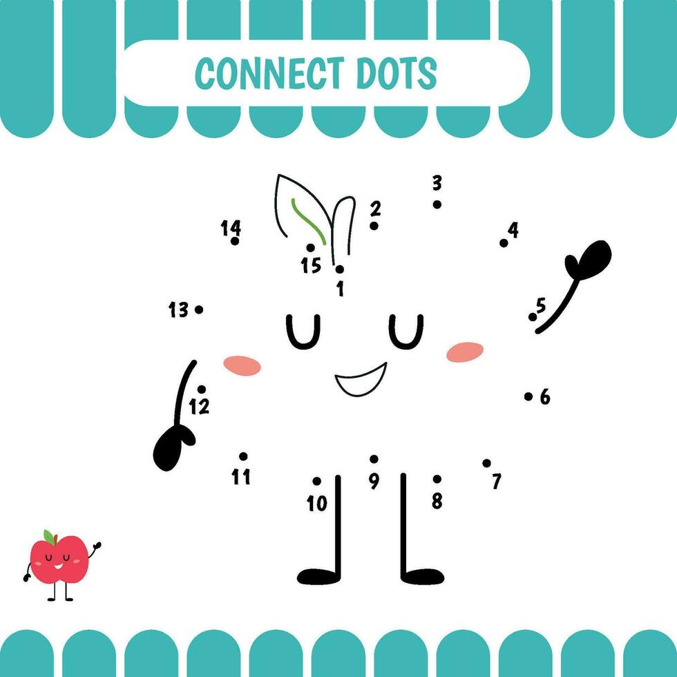 Connect dots game. Color apple vector