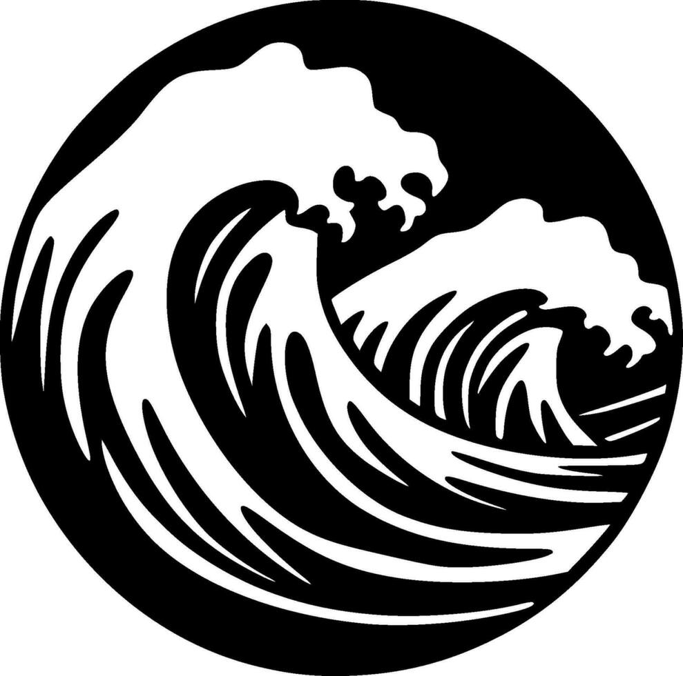 Waves - Black and White Isolated Icon - Vector illustration