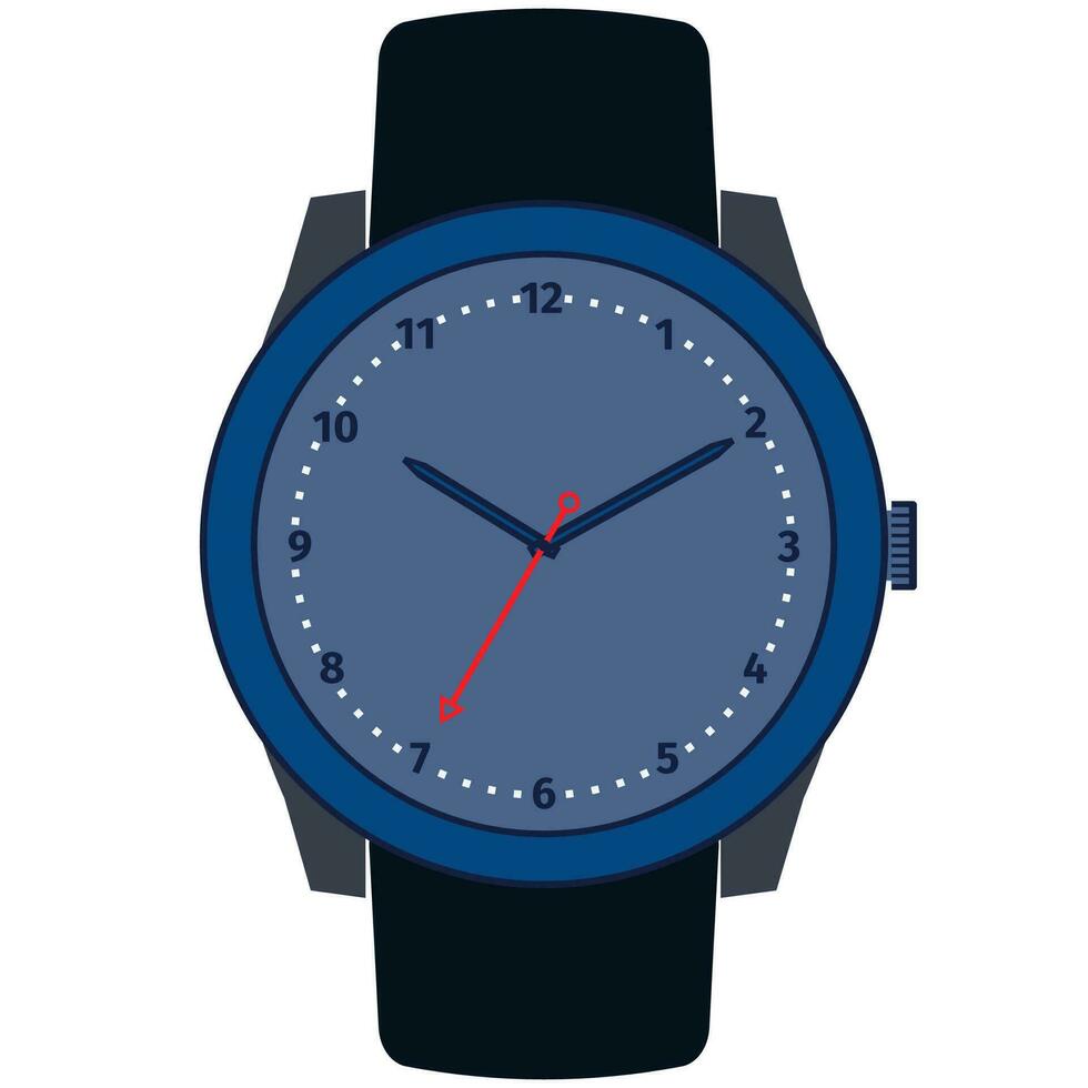 clásico diseño mecánico reloj de pulsera aislado en blanco antecedentes. reloj cara con hora, minuto y segundo manos. vector ilustración.