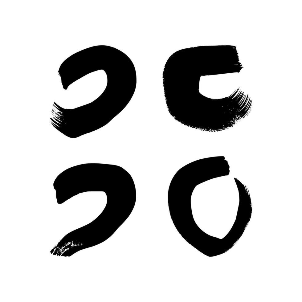 Black grunge brush strokes in circle form vector