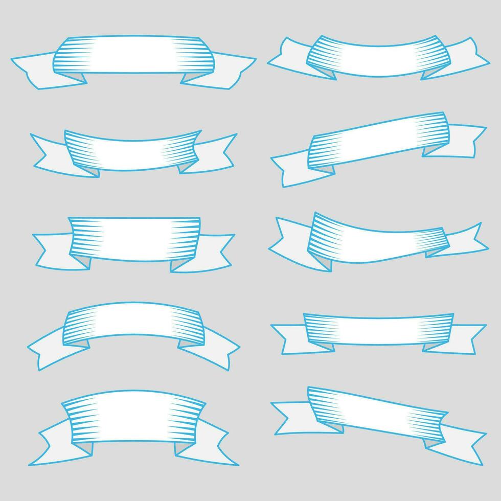 Set of ten ribbons and banners for web design. Great design element isolated on white background. Vector illustration.