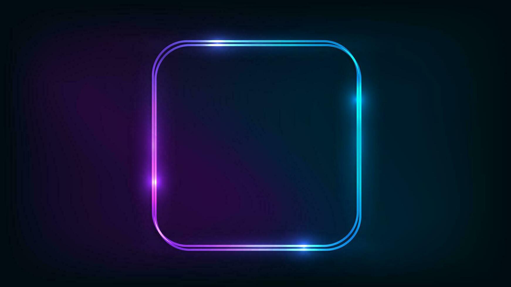 Neon double frame with shining effects vector