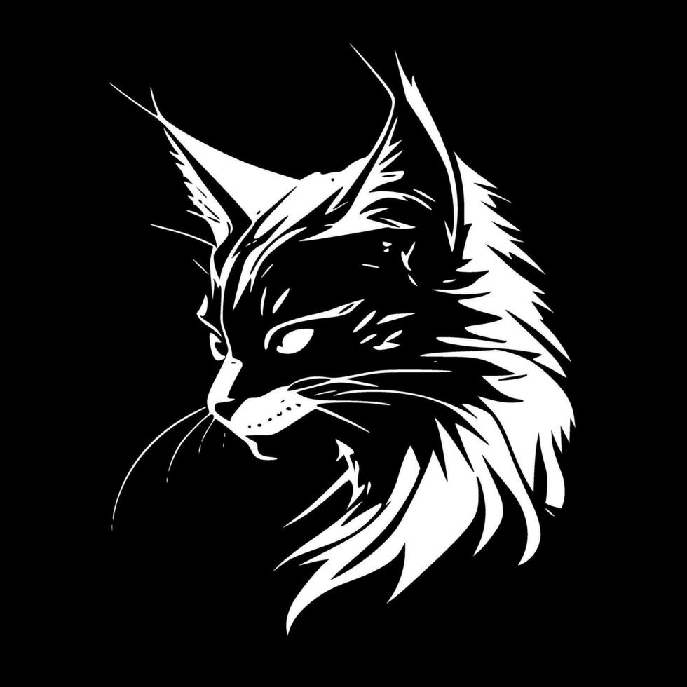 gato montés - negro y blanco aislado icono - vector ilustración