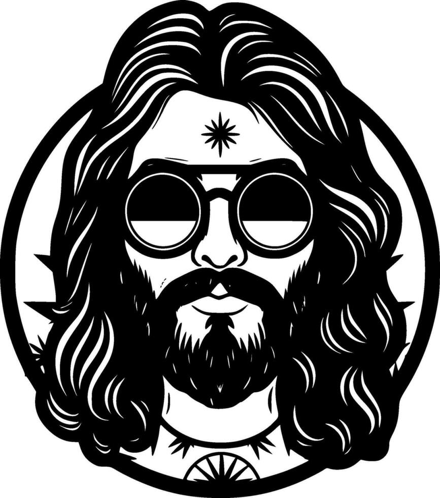 Hippie, Minimalist and Simple Silhouette - Vector illustration
