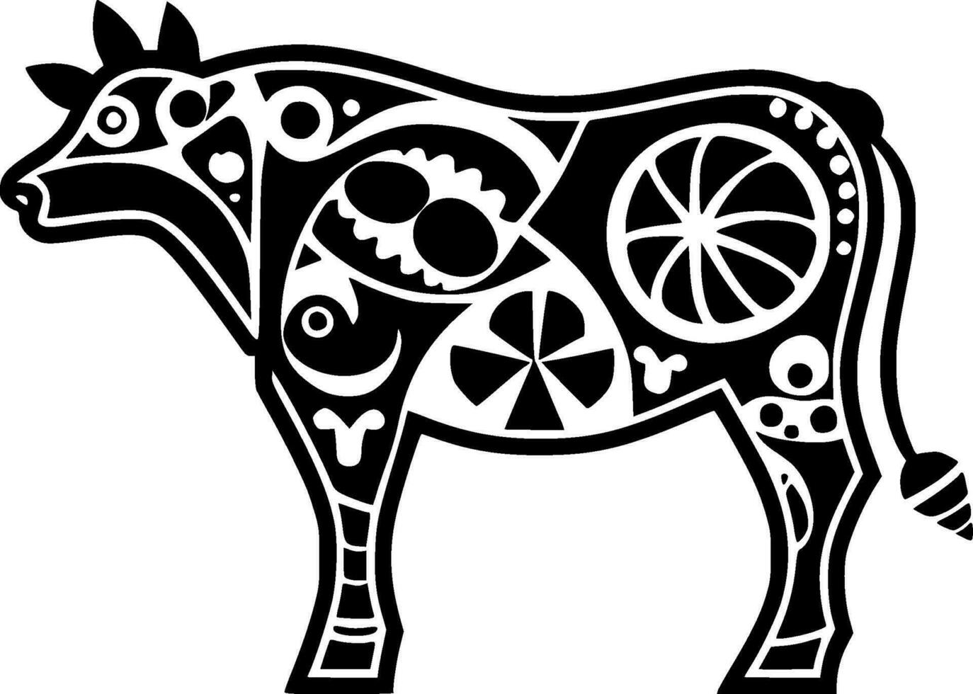 Cow, Black and White Vector illustration