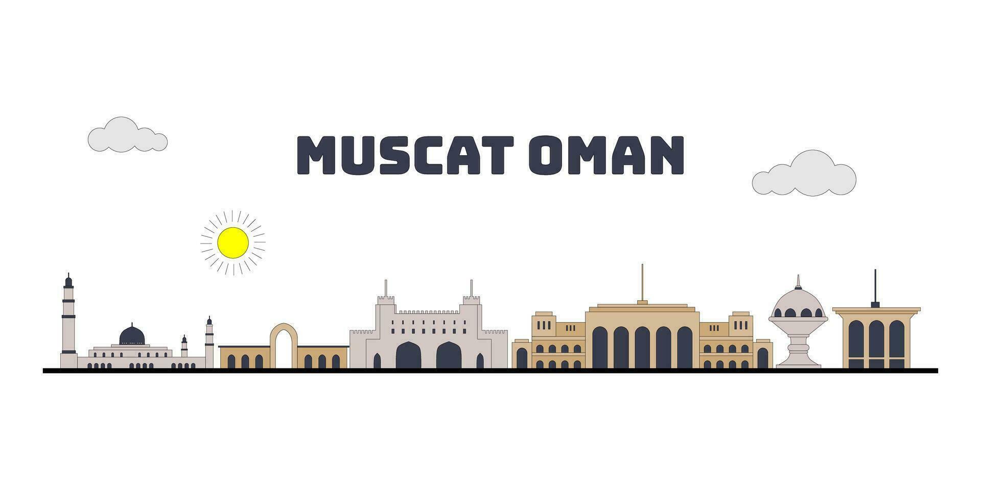 Muscat Oman cityscape skyline sketch illustration vector. vector