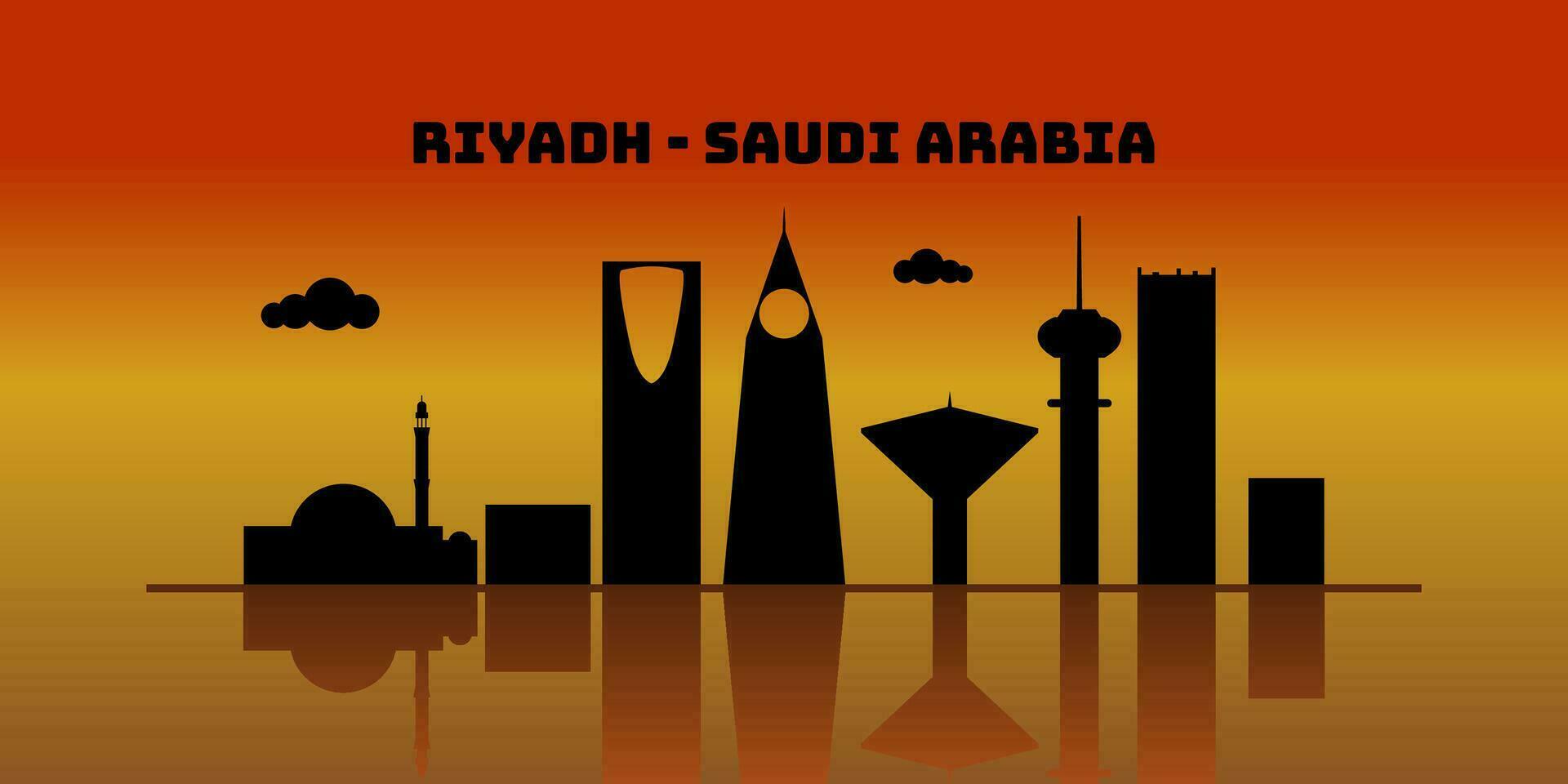 riyadh saudi arabia a tarde paisaje urbano horizonte bosquejo ilustración vector