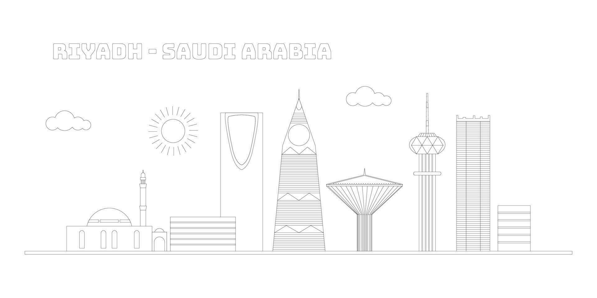 Riyadh saudi arabia cityscape skyline sketch illustration vector. vector