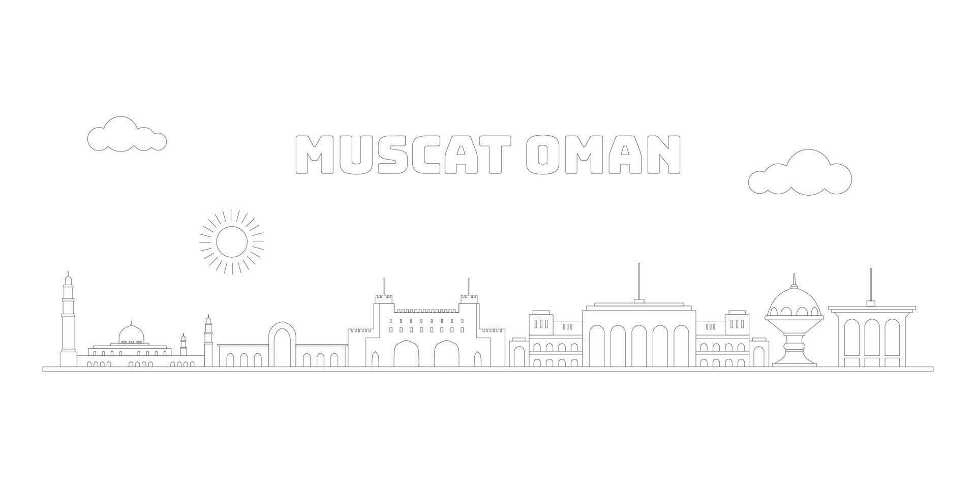 Muscat Oman cityscape skyline sketch illustration vector. vector