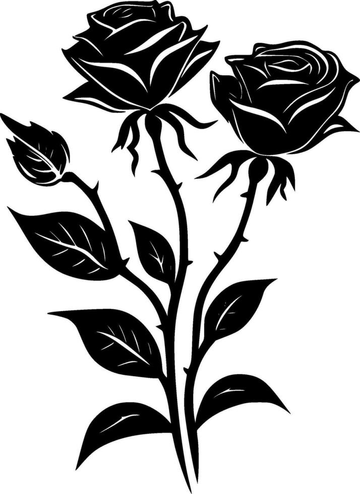 Roses, Black and White Vector illustration
