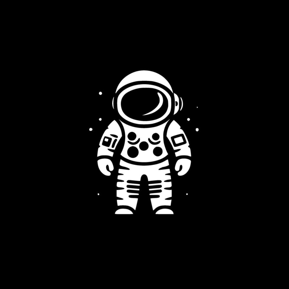 astronauta - negro y blanco aislado icono - vector ilustración