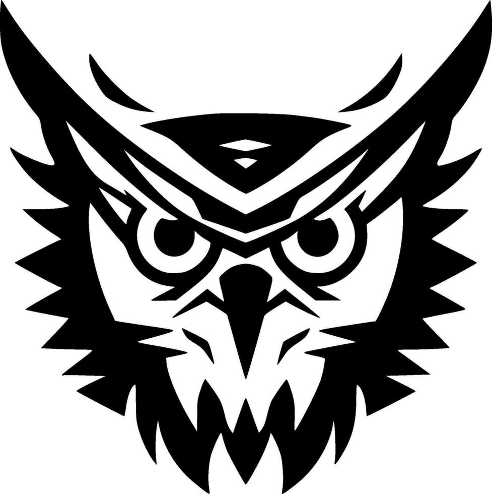 Owl, Black and White Vector illustration