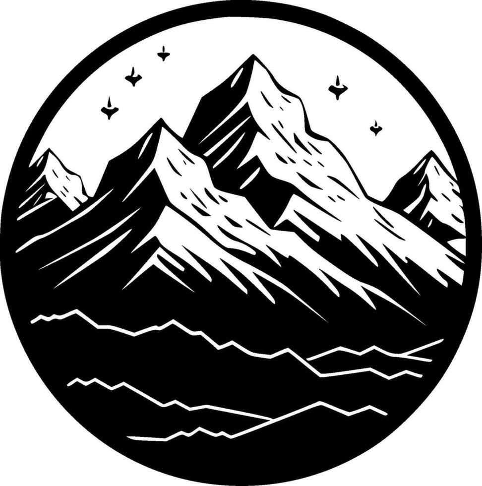 Mountains, Black and White Vector illustration