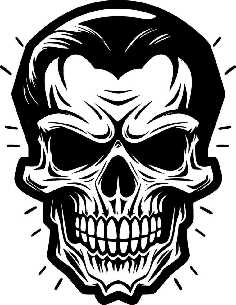 Skull, Black and White Vector illustration