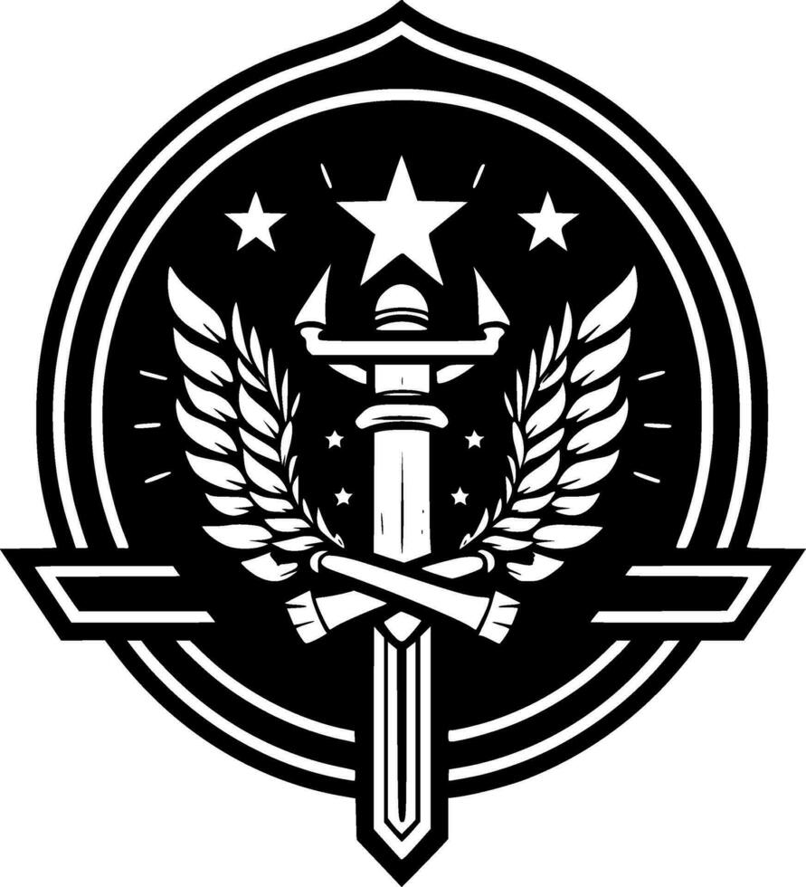 Military - Black and White Isolated Icon - Vector illustration