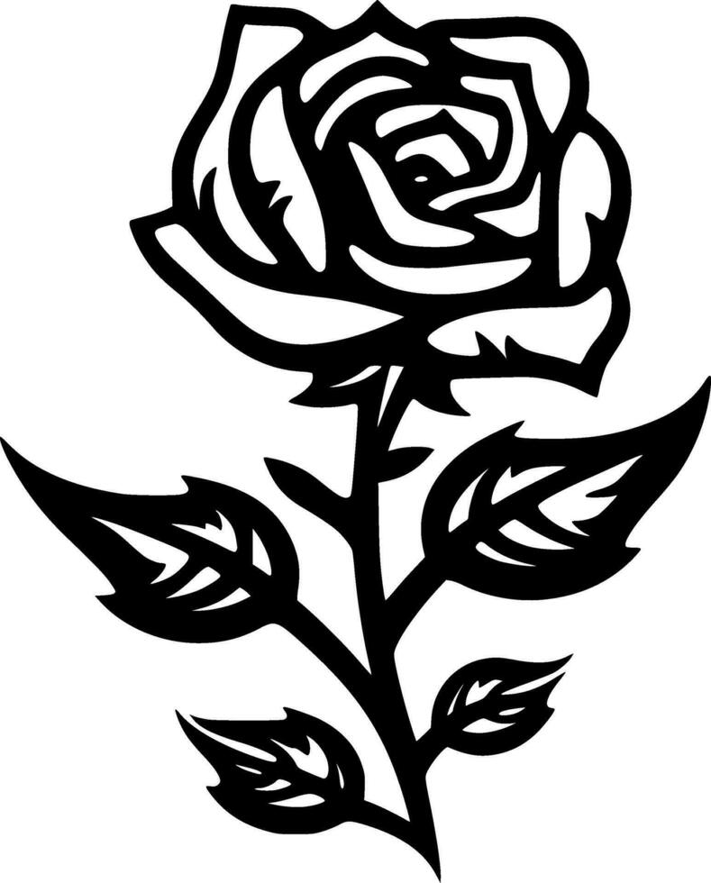 Rose, Black and White Vector illustration