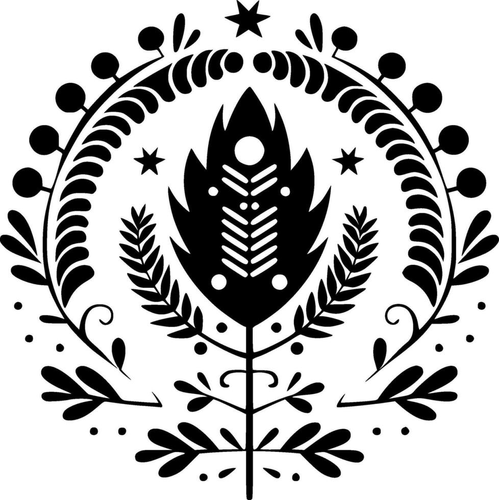 Boho, Black and White Vector illustration