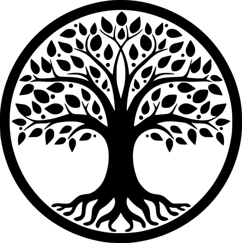 Tree - Black and White Isolated Icon - Vector illustration