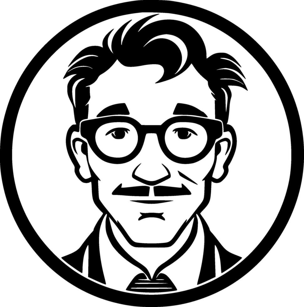 Teacher, Black and White Vector illustration
