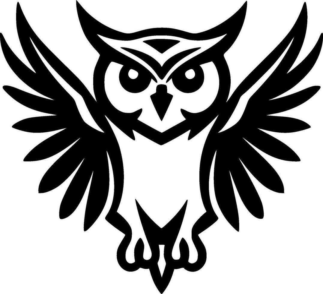 Owl - Black and White Isolated Icon - Vector illustration