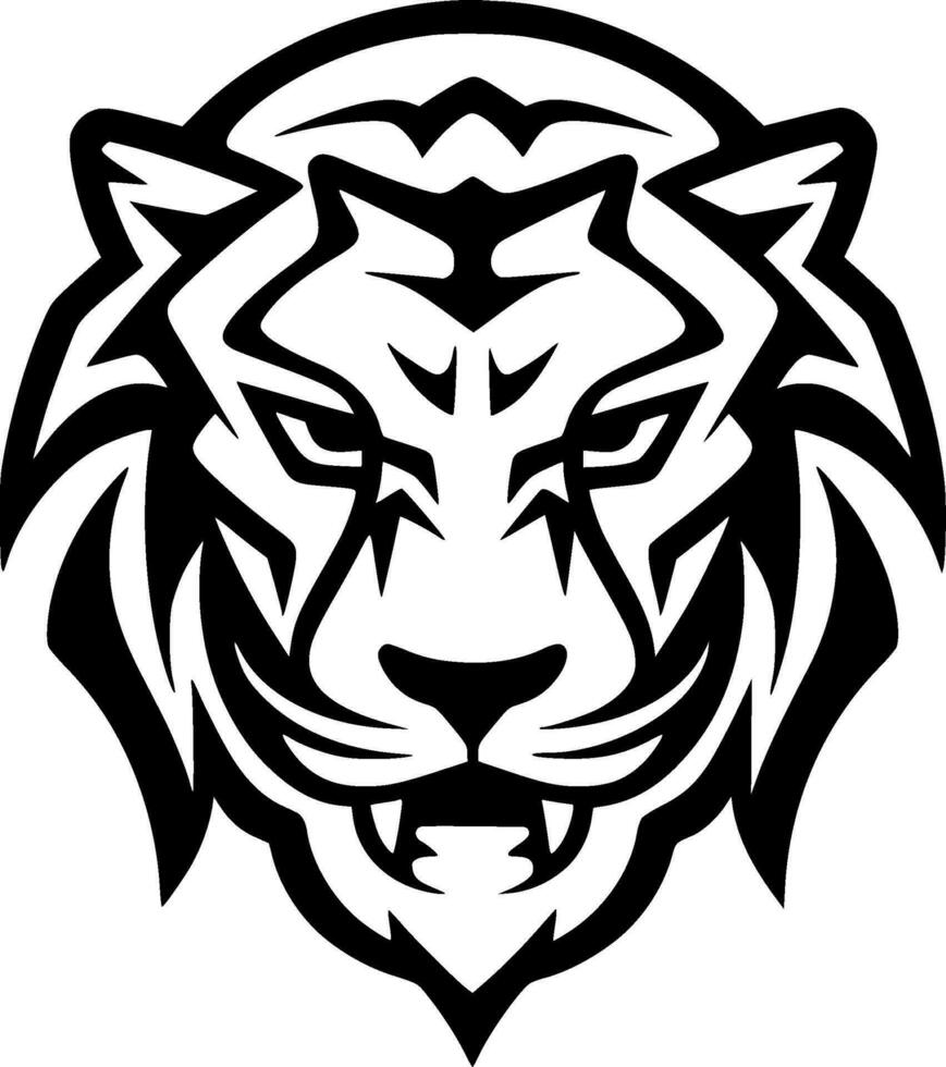 Tiger - Black and White Isolated Icon - Vector illustration