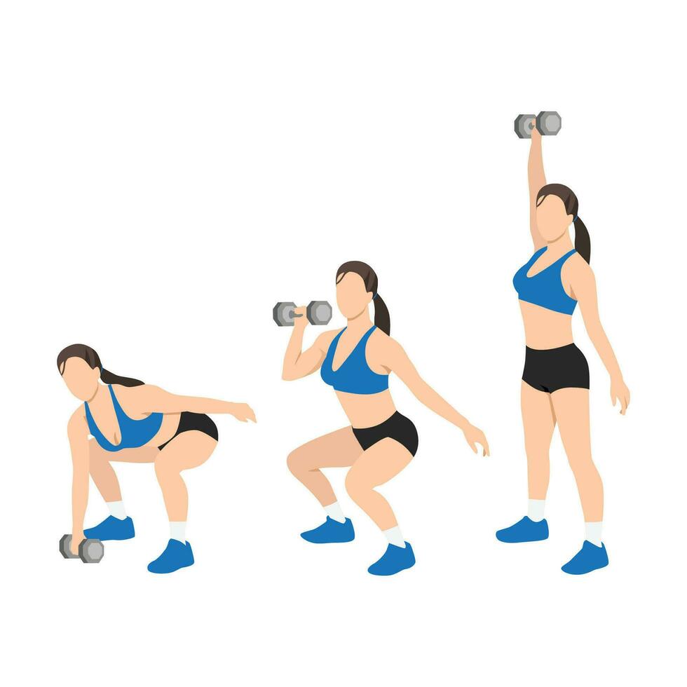 Woman doing Single arm dumbbell snatch exercise. vector
