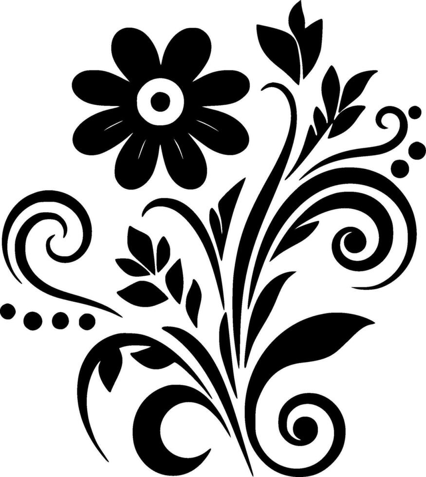 Flower, Black and White Vector illustration