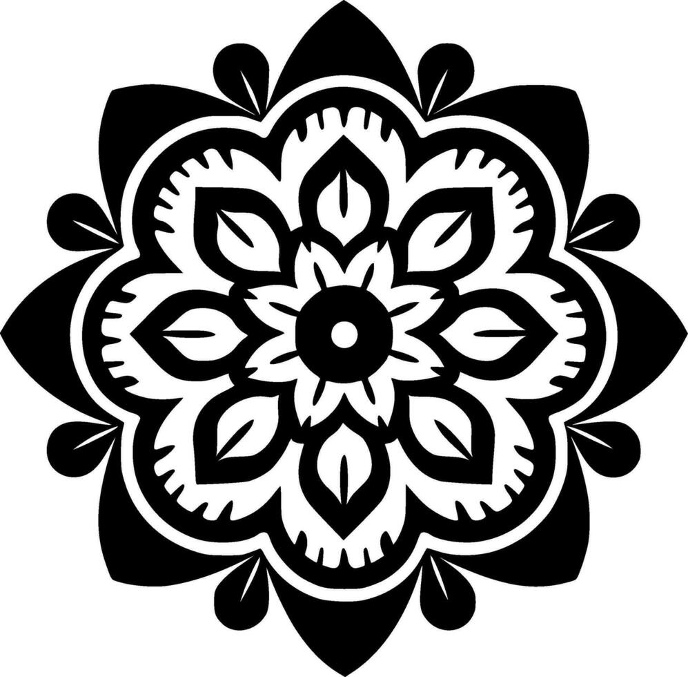 Mandala - Black and White Isolated Icon - Vector illustration