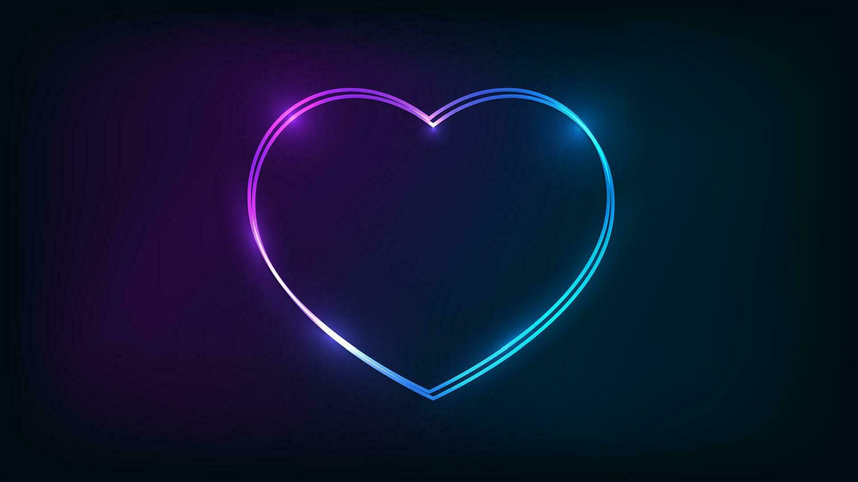 Neon double frame with shining effects vector