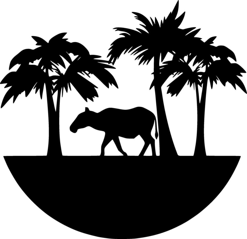 Africa, Black and White Vector illustration