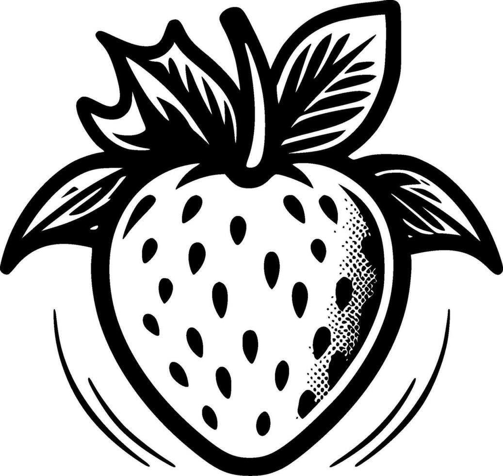 Strawberry - Black and White Isolated Icon - Vector illustration