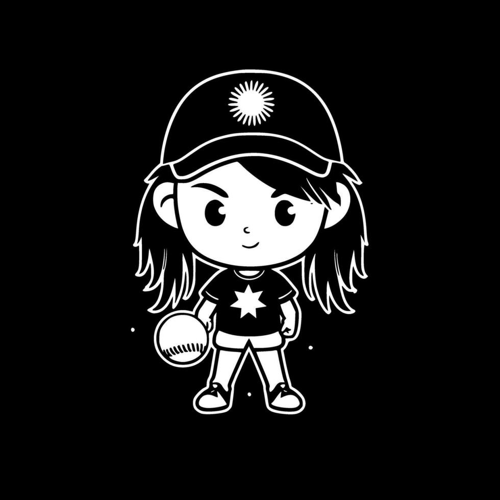 sofbol, negro y blanco vector ilustración