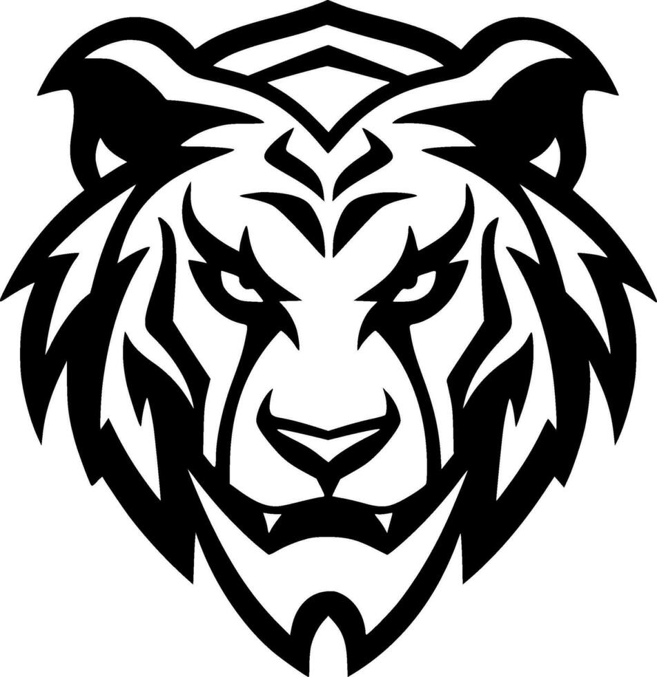 Tiger - Black and White Isolated Icon - Vector illustration