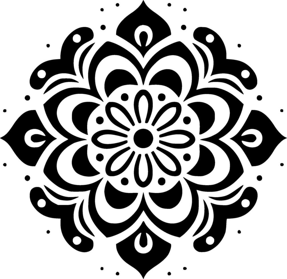 Mandala, Black and White Vector illustration