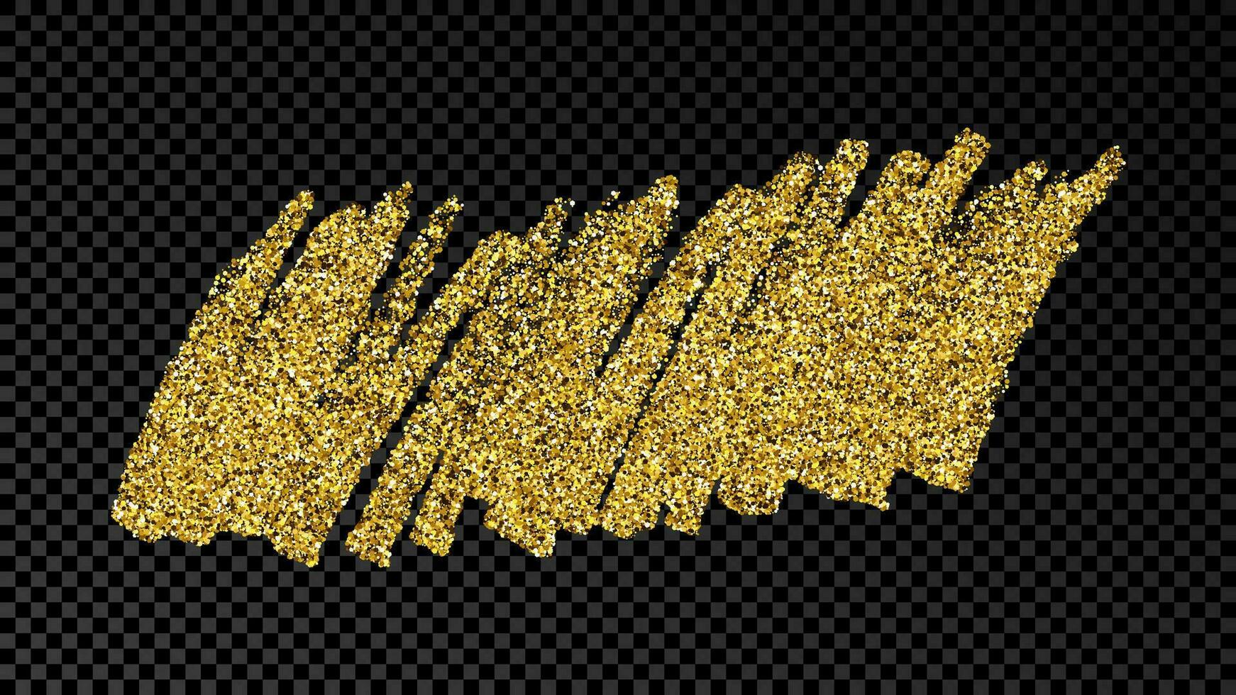 Hand drawn ink spot in gold glitter. Gold ink spot with sparkles isolated on dark vector