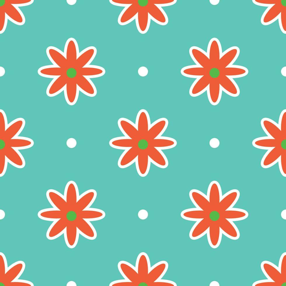 Y2K floral pattern. Funny funky retro flowers background vector