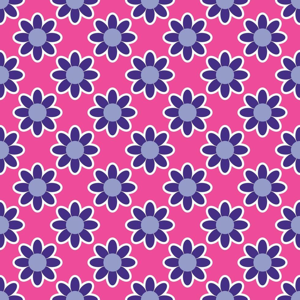 Y2K floral pattern. Funny funky retro flowers background vector
