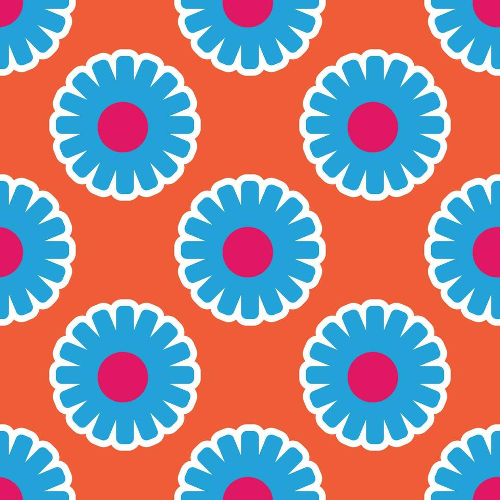 Y2K floral pattern. Funny funky retro flowers background vector
