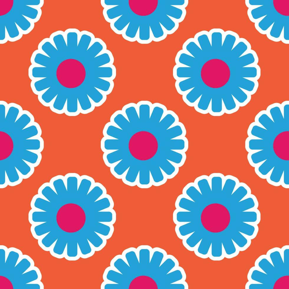 Y2K floral pattern. Funny funky retro flowers background vector