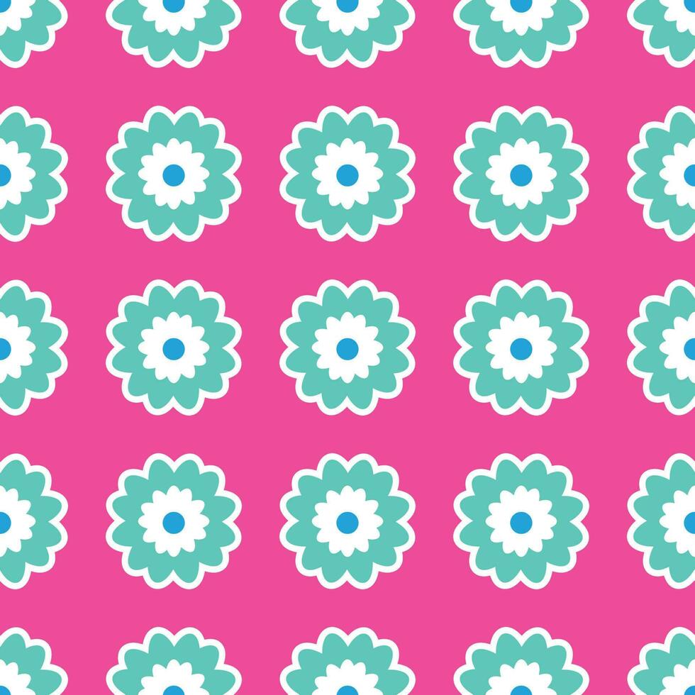 Y2K floral pattern. Funny funky retro flowers background vector